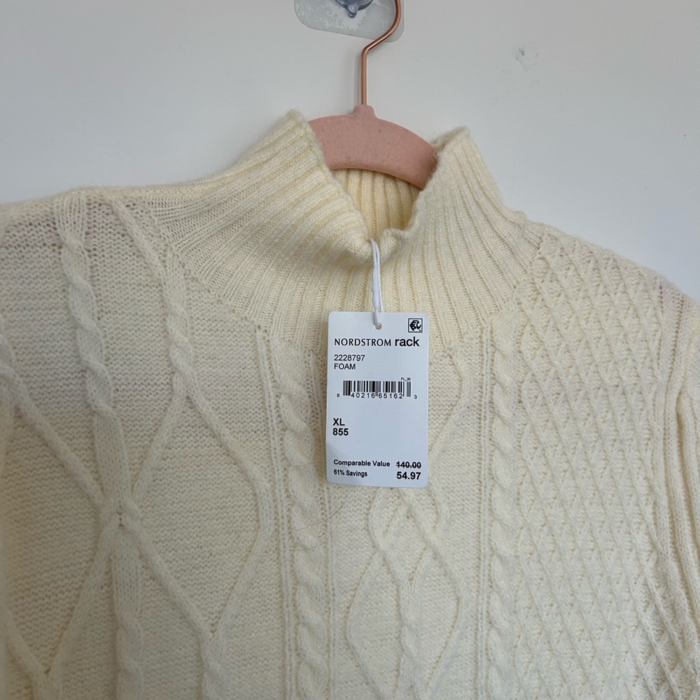 NWT Cream Knit Sweater Midi Dress